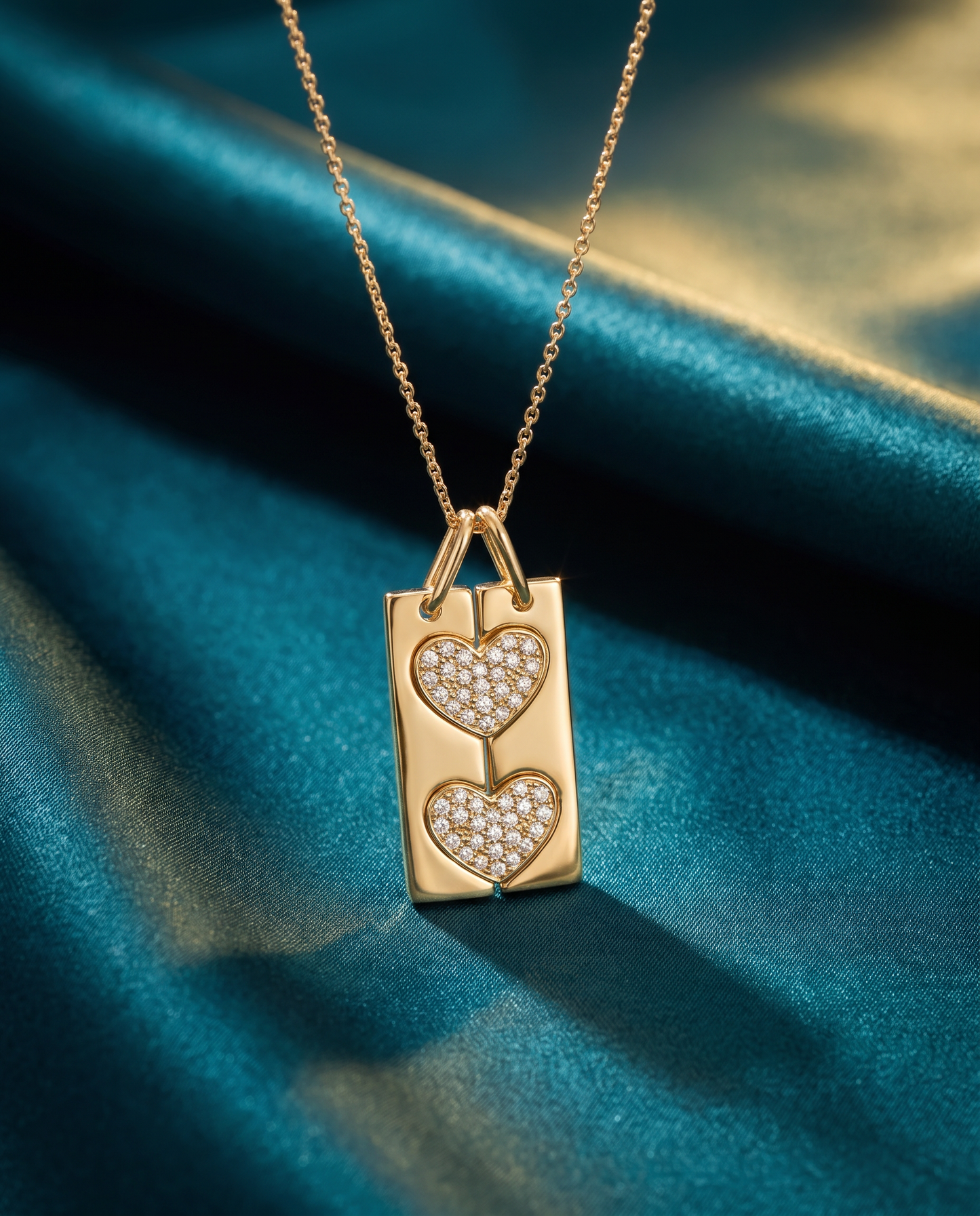 14K Yellow Gold Diamond BFF Pendant with 18" Chain