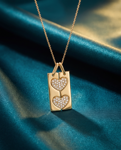 14K Yellow Gold Diamond BFF Pendant with 18" Chain