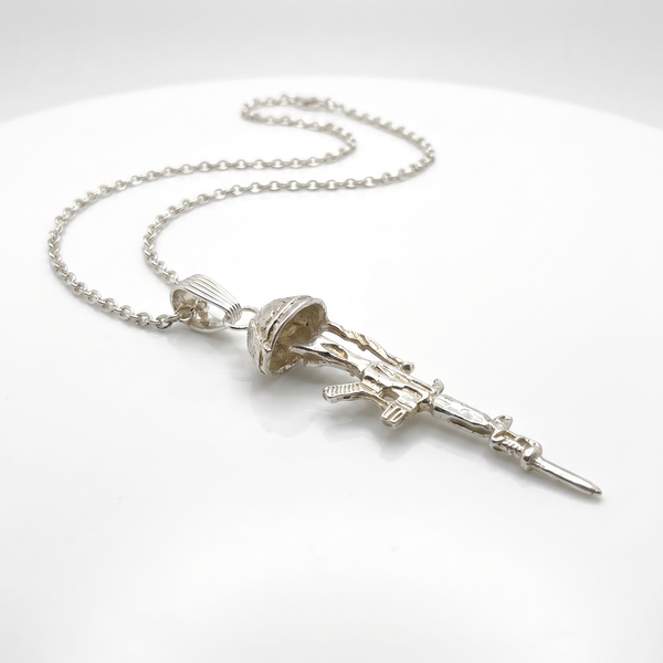Sterling Silver Field Cross Pendant - Fallen Soldier Memorial