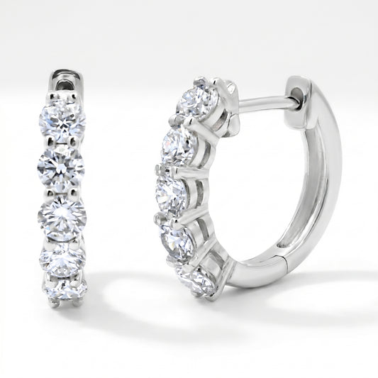 Sterling Silver Lab Grown Diamond Hoop Earrings 1.0ctw