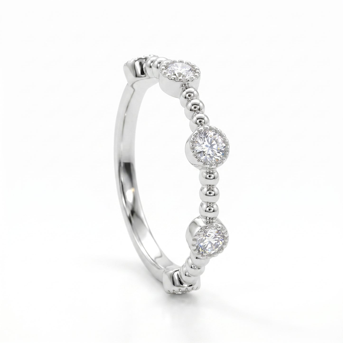 14K White Gold Diamond Stackable Band Ring - 0.11ctw