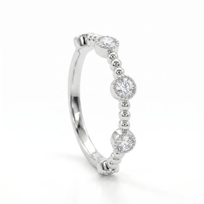 14K White Gold Diamond Stackable Band Ring - 0.11ctw