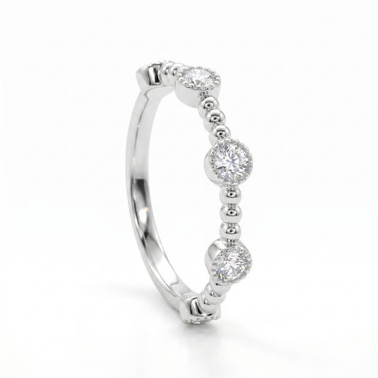 14K White Gold Diamond Stackable Band Ring - 0.11ctw