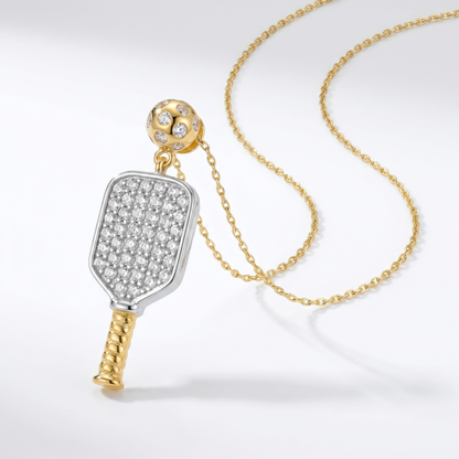 Sterling Silver & Gold Vermeil Cubic Zirconia Pickleball Paddle