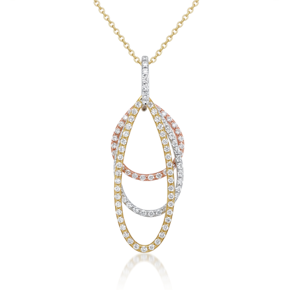 14K Tri-Color Pear Diamond Pendant with 0.41ctw Diamonds