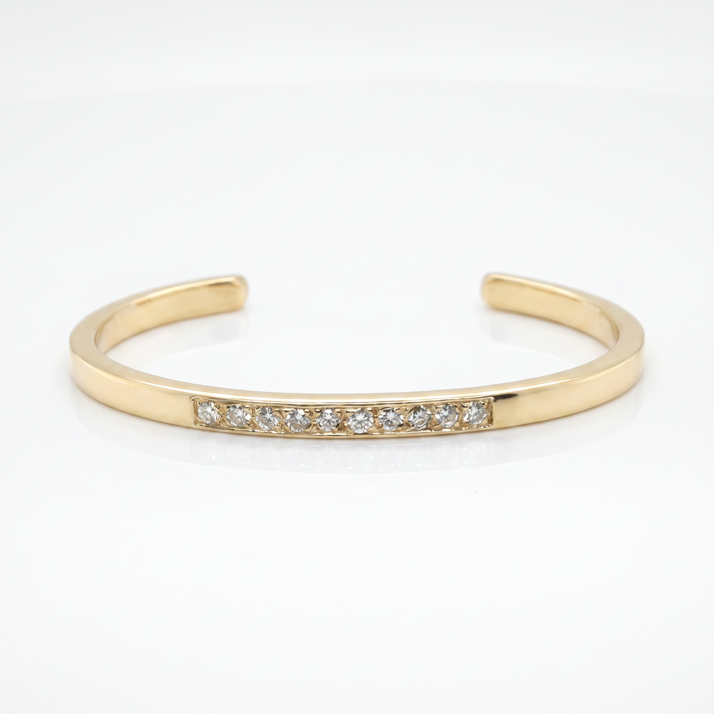 14K Yellow Gold Diamond Cuff Bracelet - 1.0ctw Round Diamonds