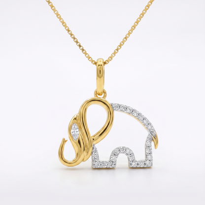 Sterling Silver Vermeil Lab Grown Diamond Elephant Pendant