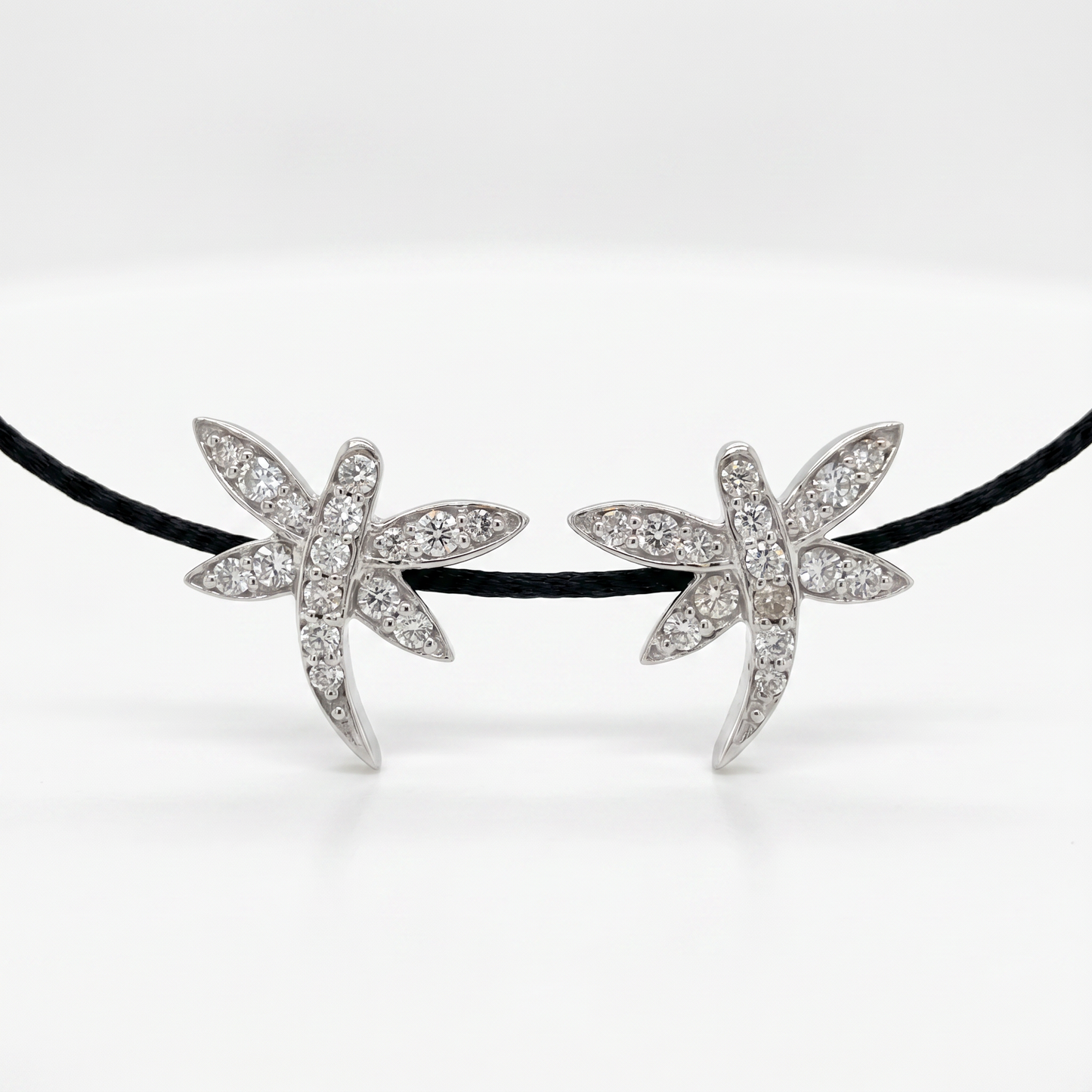 14K White Gold Diamond Dragonfly Earrings - 0.20ctw