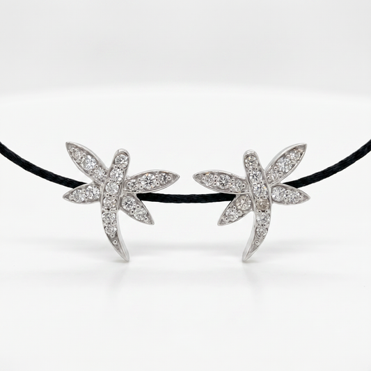 14K White Gold Diamond Dragonfly Earrings - 0.20ctw