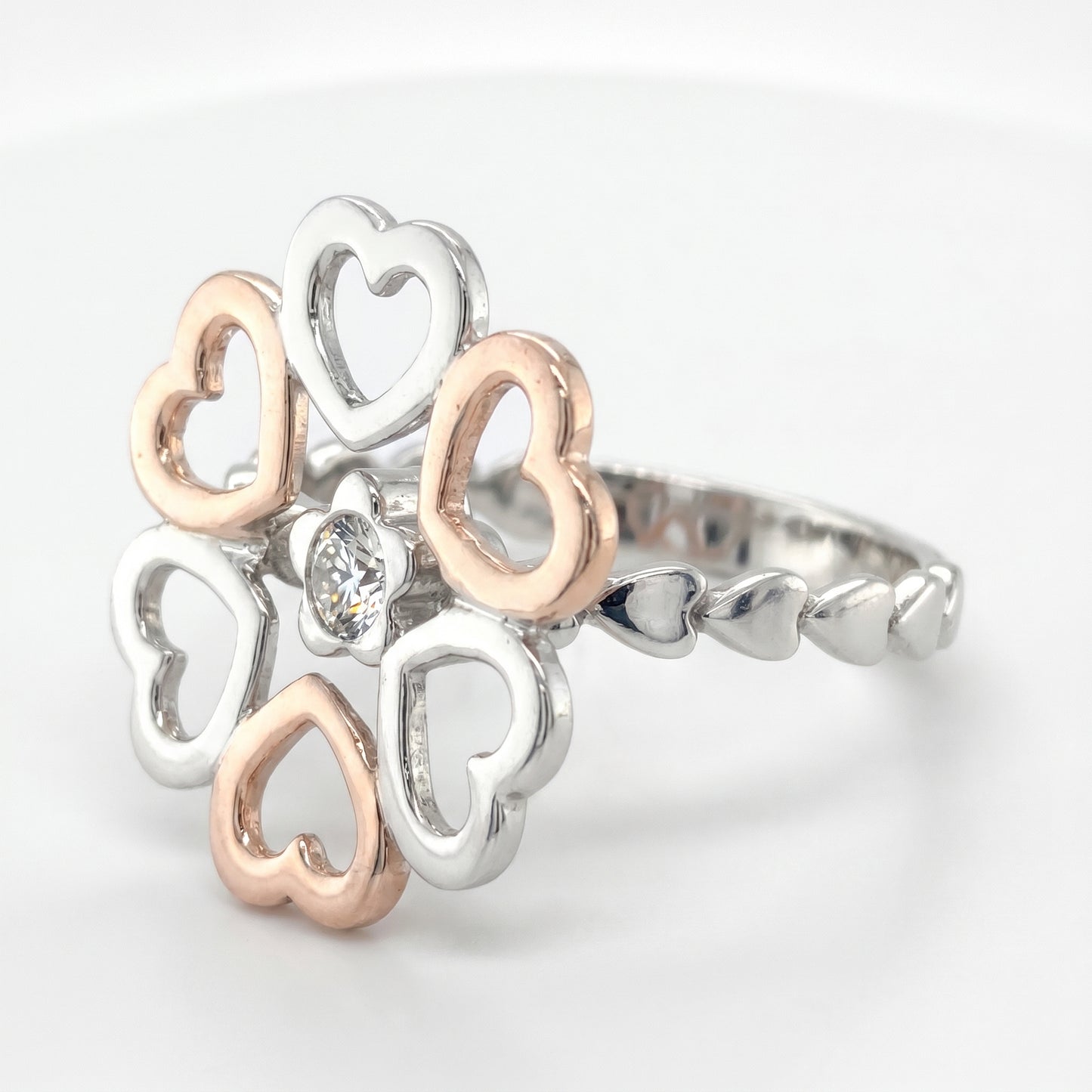 14K White & Rose Gold Diamond Heart Ring - 0.25ct Natural Diamond