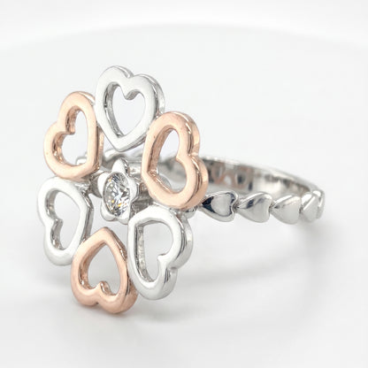 14K White & Rose Gold Diamond Heart Ring - 0.25ct Natural Diamond