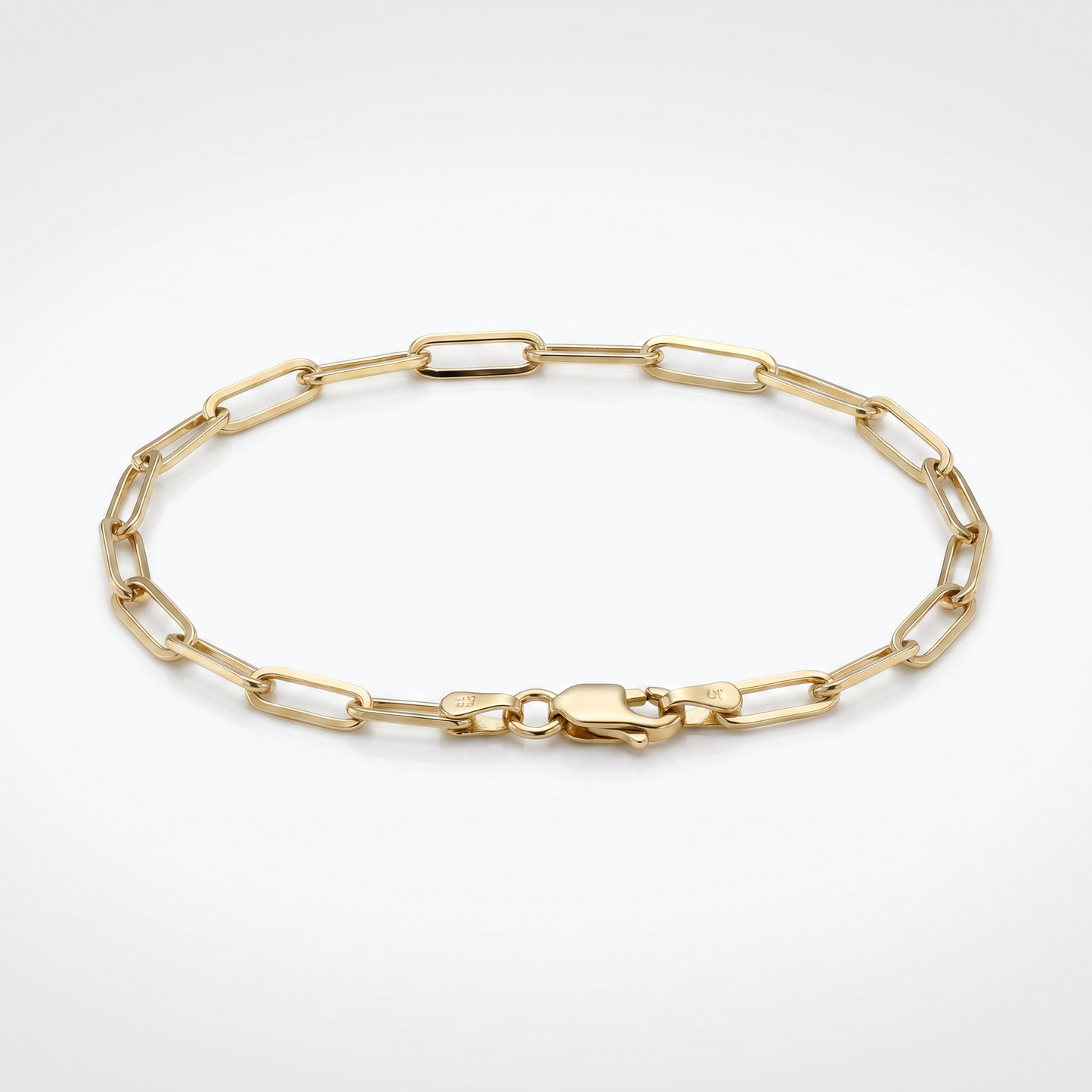 14K Yellow Gold Paperclip Link Bracelet - 7.5" Lobster Clasp
