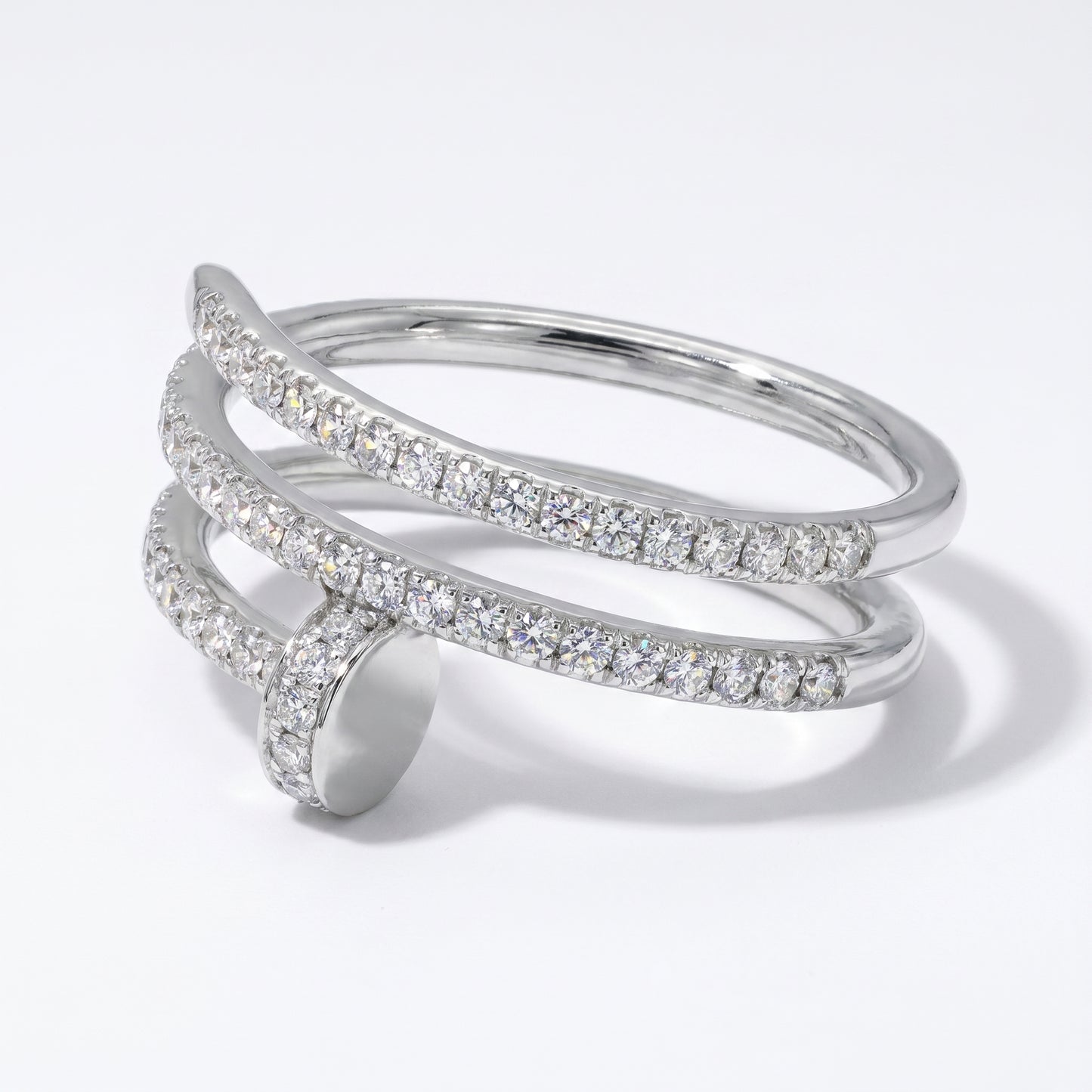 14K White Gold Diamond Wrap Around Nail Ring - 0.56ctw Size 6