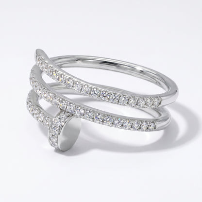 14K White Gold Diamond Wrap Around Nail Ring - 0.56ctw Size 6