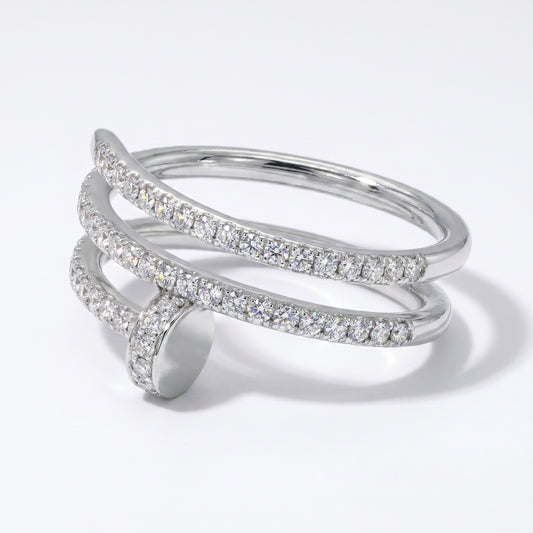 14K White Gold Diamond Wrap Around Nail Ring - 0.56ctw Size 6