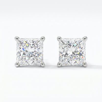 14K White Gold 1.01ctw Lab Grown Princess Cut Diamond Studs