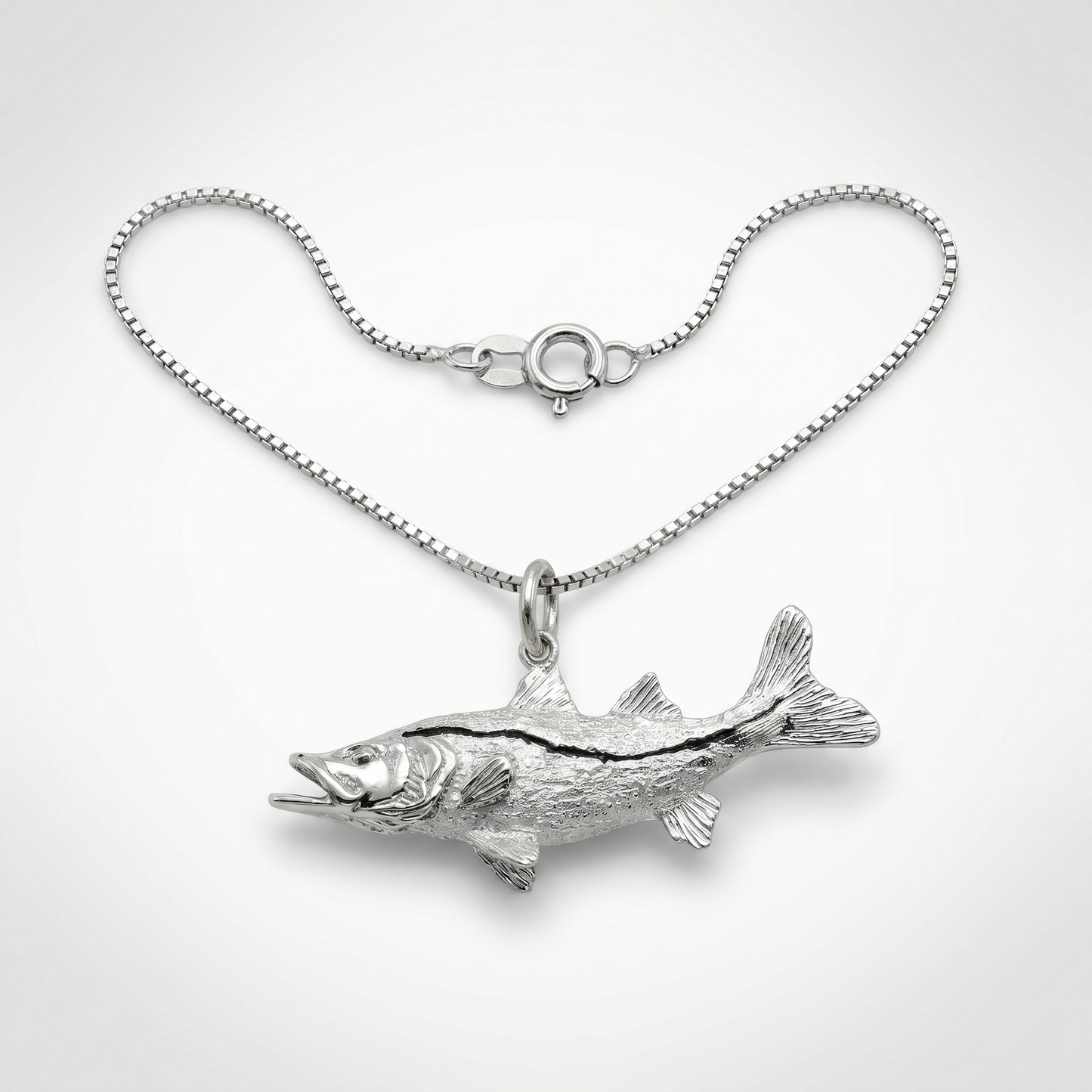 Sterling Silver Snook Fish Charm Pendant 1.75"