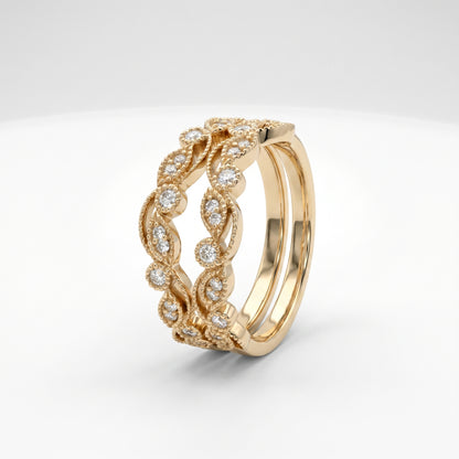 10K Yellow Gold Diamond Vine Enhancer Band - 0.25ctw