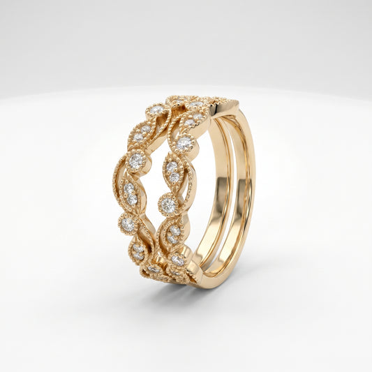 10K Yellow Gold Diamond Vine Enhancer Band - 0.25ctw