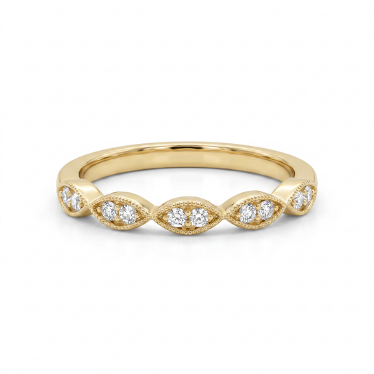 14K Yellow Gold Diamond Stackable Band Ring 0.15ctw