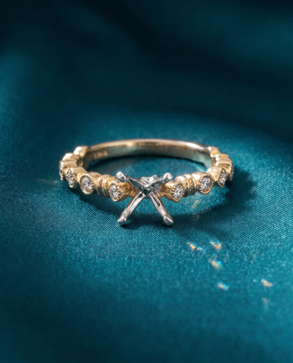 14K Yellow Gold Stackable Diamond Engagement Ring 0.13ctw