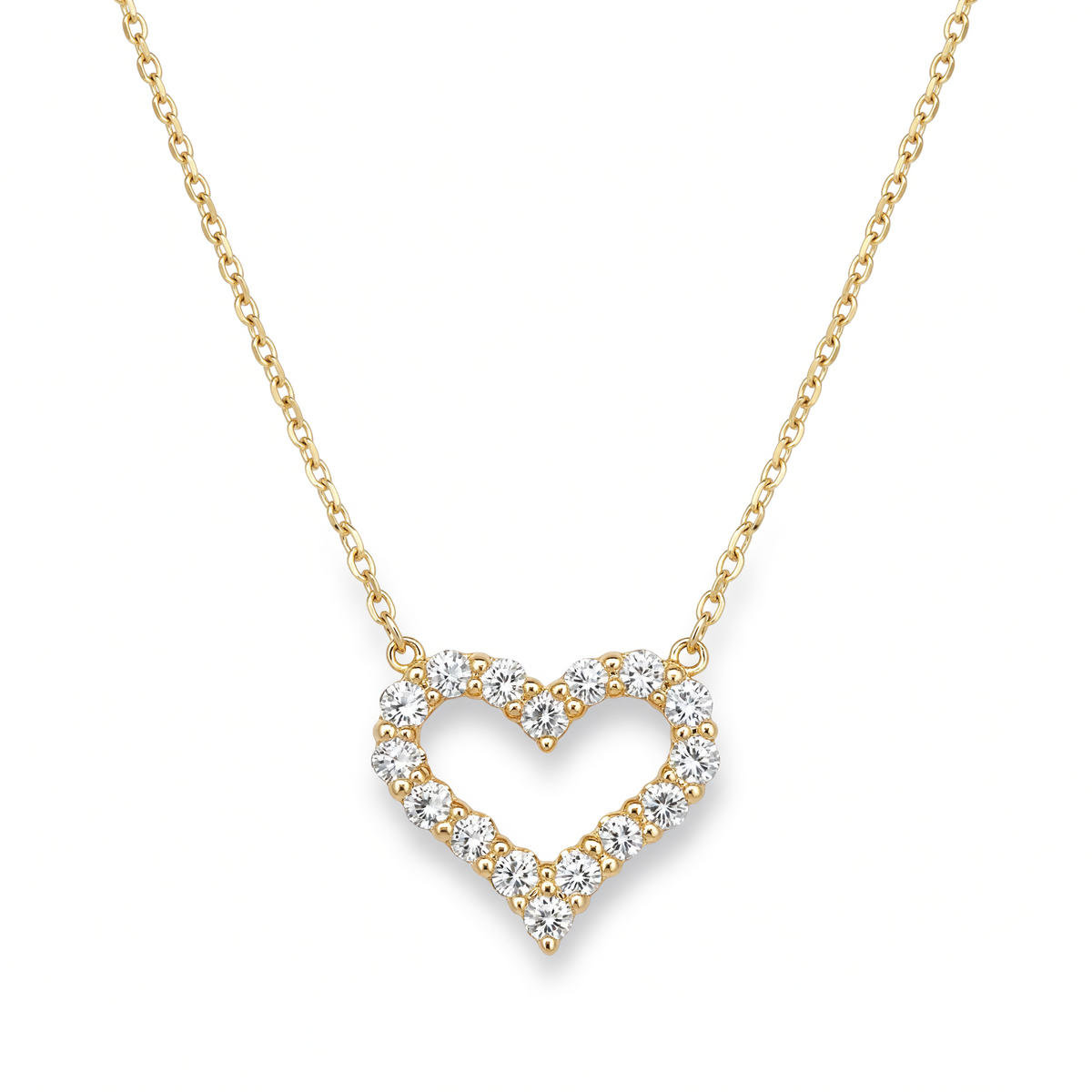 14K Yellow Gold Diamond Heart Pendant - 0.70ctw Round Brilliant