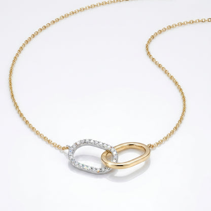 18K Yellow & White Gold Diamond Interlocking Rings Pendant