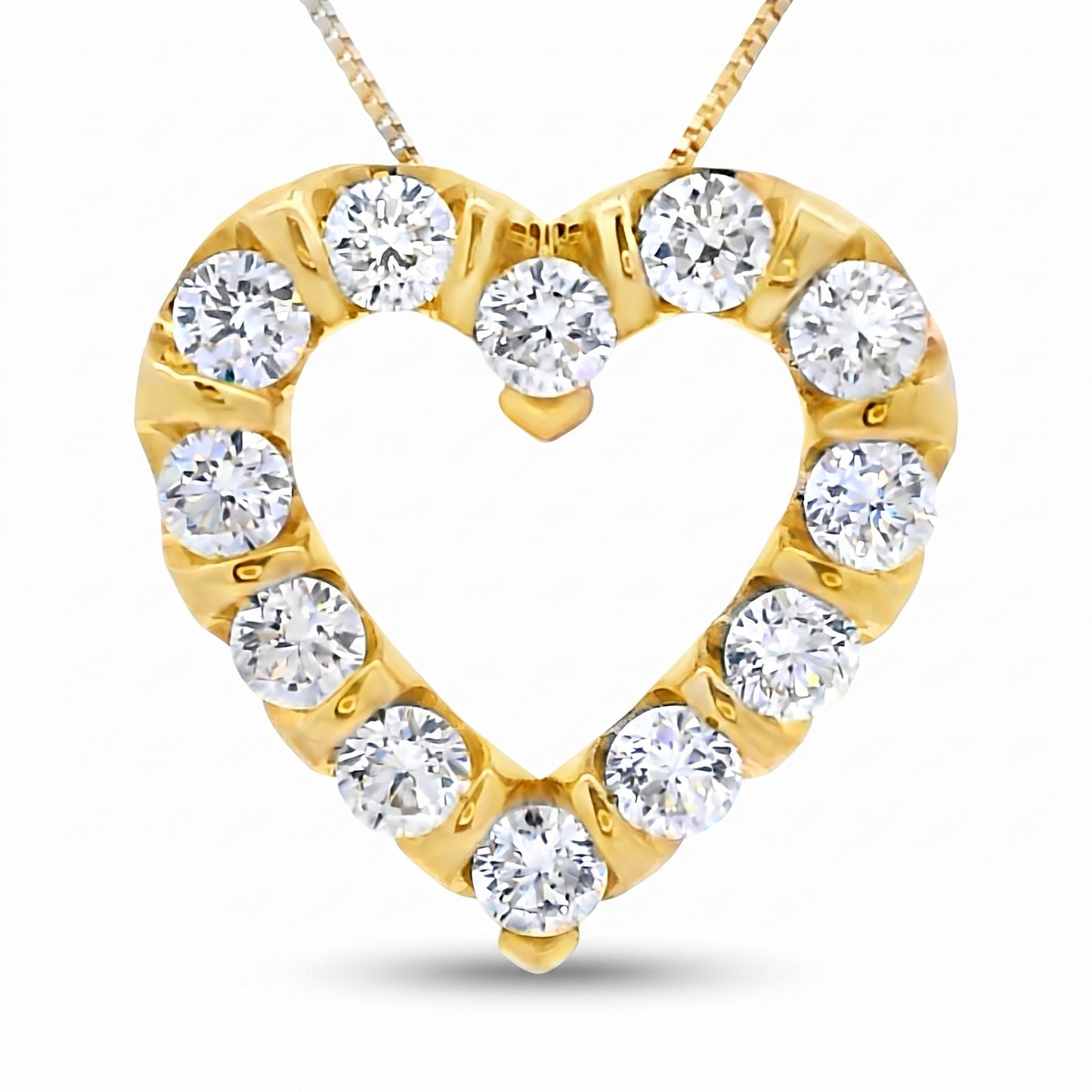 10K Yellow Gold Lab Grown Diamond Heart Pendant 1.02ctw
