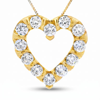 10K Yellow Gold Lab Grown Diamond Heart Pendant 1.02ctw