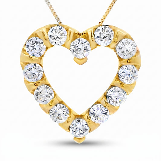 10K Yellow Gold Lab Grown Diamond Heart Pendant 1.02ctw
