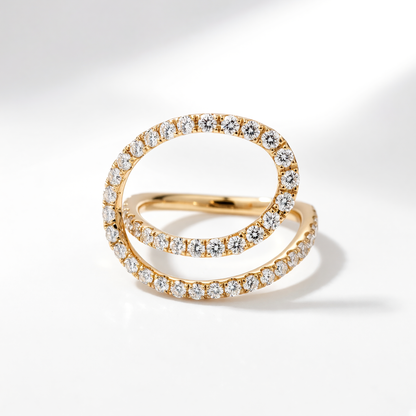 14K Yellow Gold Diamond Swirl Ring - 1.20ctw Natural Diamonds