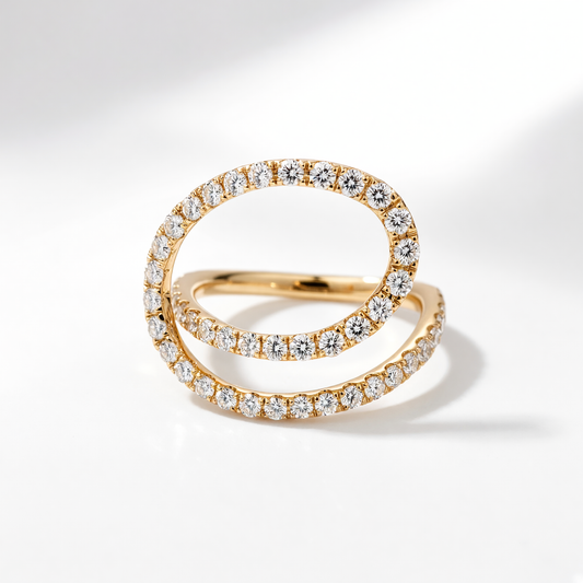 14K Yellow Gold Diamond Swirl Ring - 1.20ctw Natural Diamonds