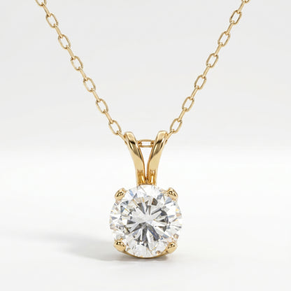 14K Yellow Gold 1.22ct Diamond Solitaire Pendant - Round Brilliant