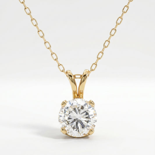 14K Yellow Gold 1.22ct Diamond Solitaire Pendant - Round Brilliant