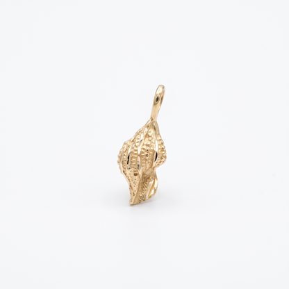 14K Yellow Gold Conch Shell Charm - Diamond Cut Textured