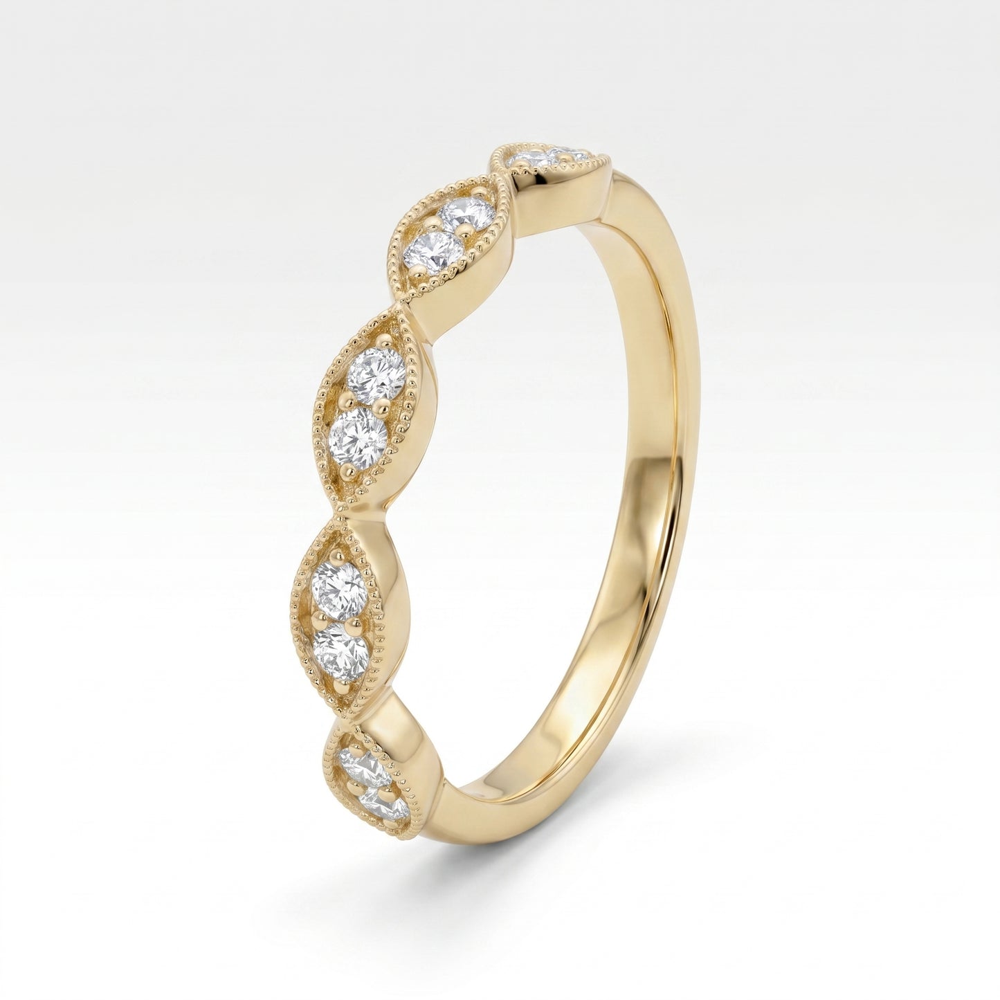 14K Yellow Gold Diamond Stackable Band Ring 0.15ctw