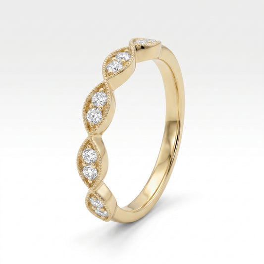 14K Yellow Gold Diamond Stackable Band Ring 0.15ctw