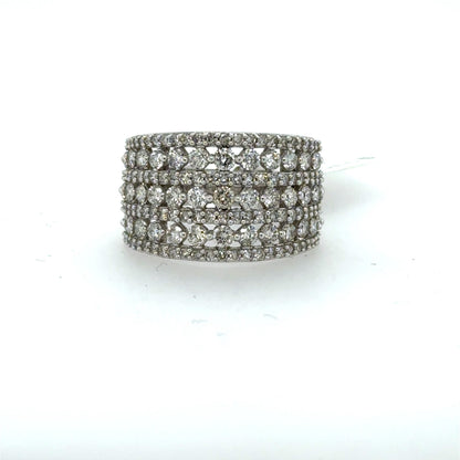 10K White Gold 2.0ctw Diamond Band Ring - 7 Row Design Size 7