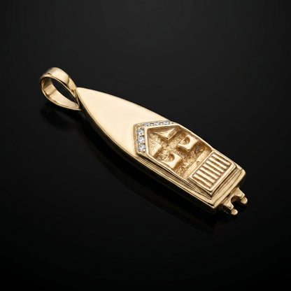 14K Yellow Gold Go-Fast Boat Charm Pendant with Diamonds