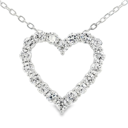 Sterling Silver Timeless Lab Grown Diamond Heart Pendant - 1.0ctw