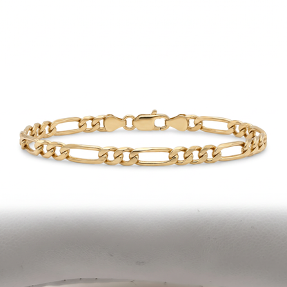 14K Yellow Gold Figaro Bracelet 5.2mm - 8.5 inches
