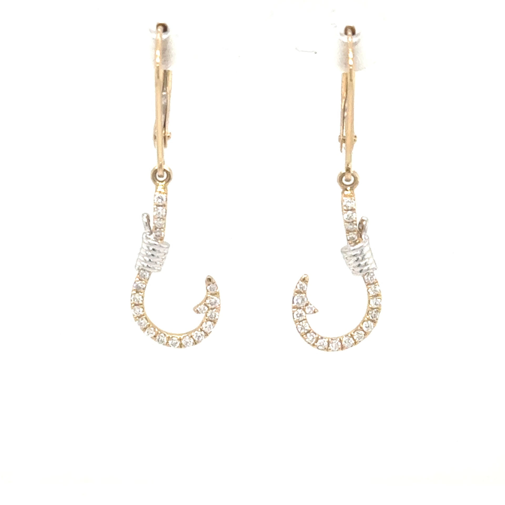 ear ring fish hook Pink Watercolor Textile Earrings Let them all know youre really a catch with the STUDIOCULT Fish Hook Earring 14K Two-Tone Gold Diamond Fish