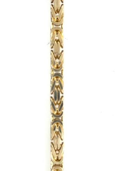 14K yellow gold Byzantine link bracelet with square profile and polished finish.
