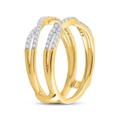 14K yellow gold diamond enhancer with split double bands and pavé accents.