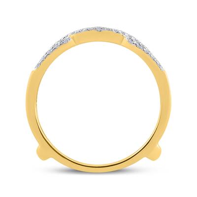 14K yellow gold ring enhancer with pavé diamond accents along the top.
