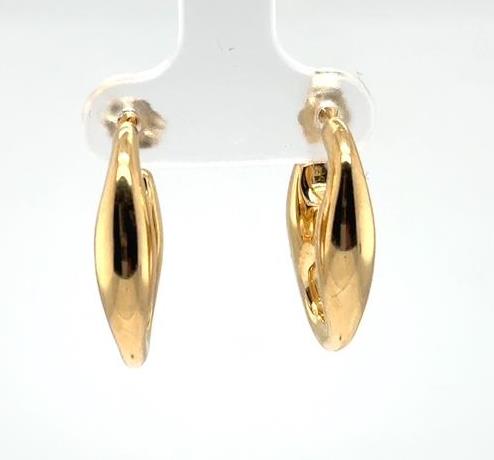 14K yellow gold puffed mariner link earrings with friction posts.