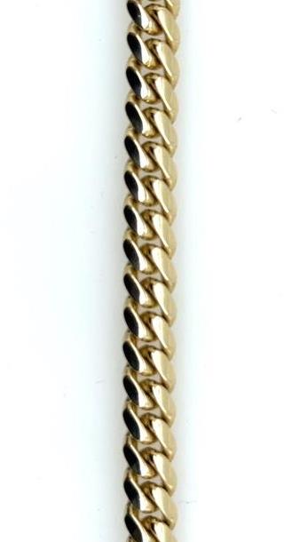 14K yellow gold Miami Cuban link bracelet with solid interlocking curb links.