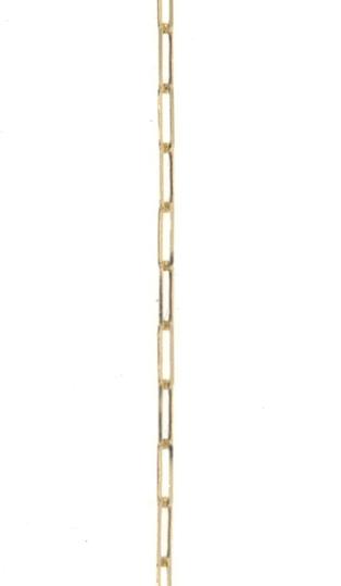 14K yellow gold paperclip link bracelet with elongated rectangular chain links.