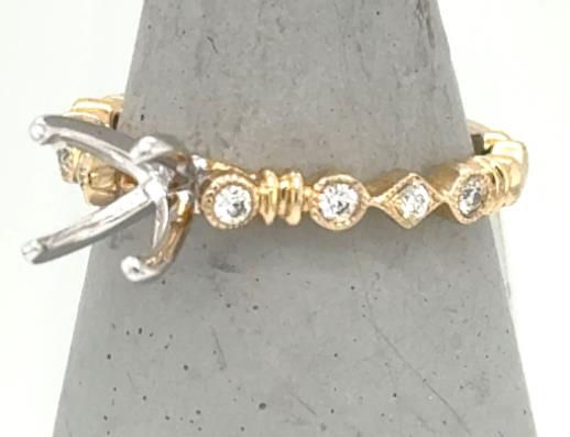 14K Yellow Gold Stackable Diamond Engagement Ring 0.13ctw