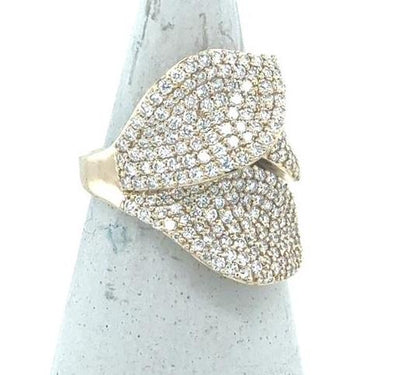 14K Yellow Gold Diamond Pave Leaf Ring - 2.23ctw Natural Diamonds